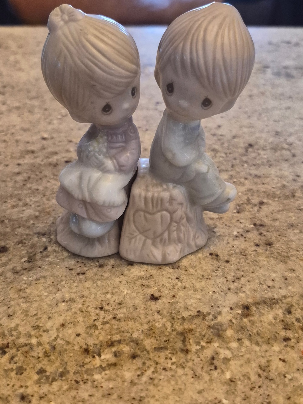 Precious Moments Porcelain Boy and Girl Figurine in Lavender and Pale Blue